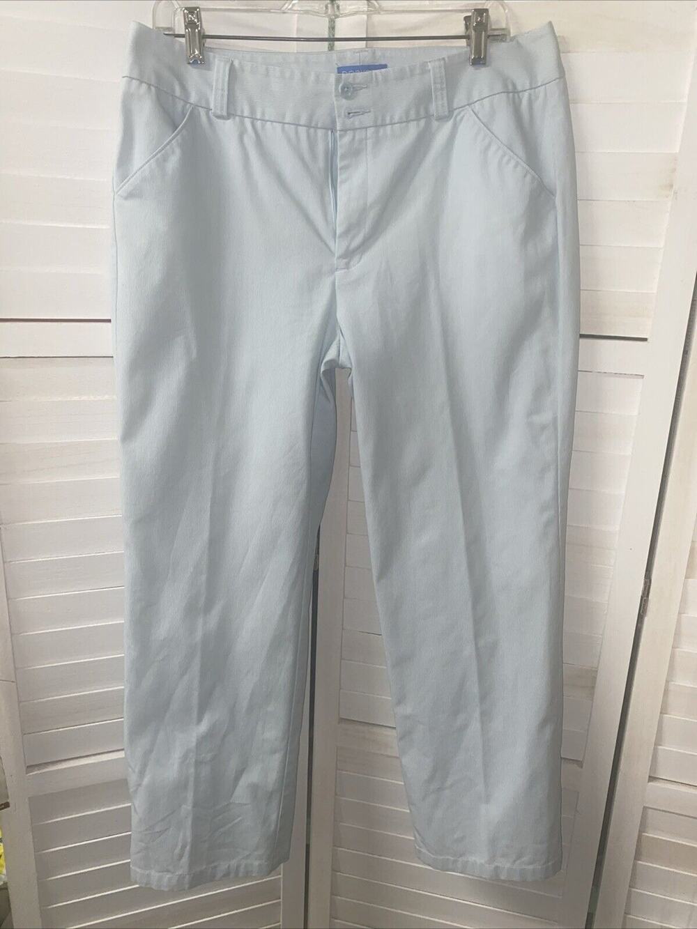 Vintage 90s Y2K Dockers Women Fiona Pants Classic Fit Light Blue Ribbed Sz 12